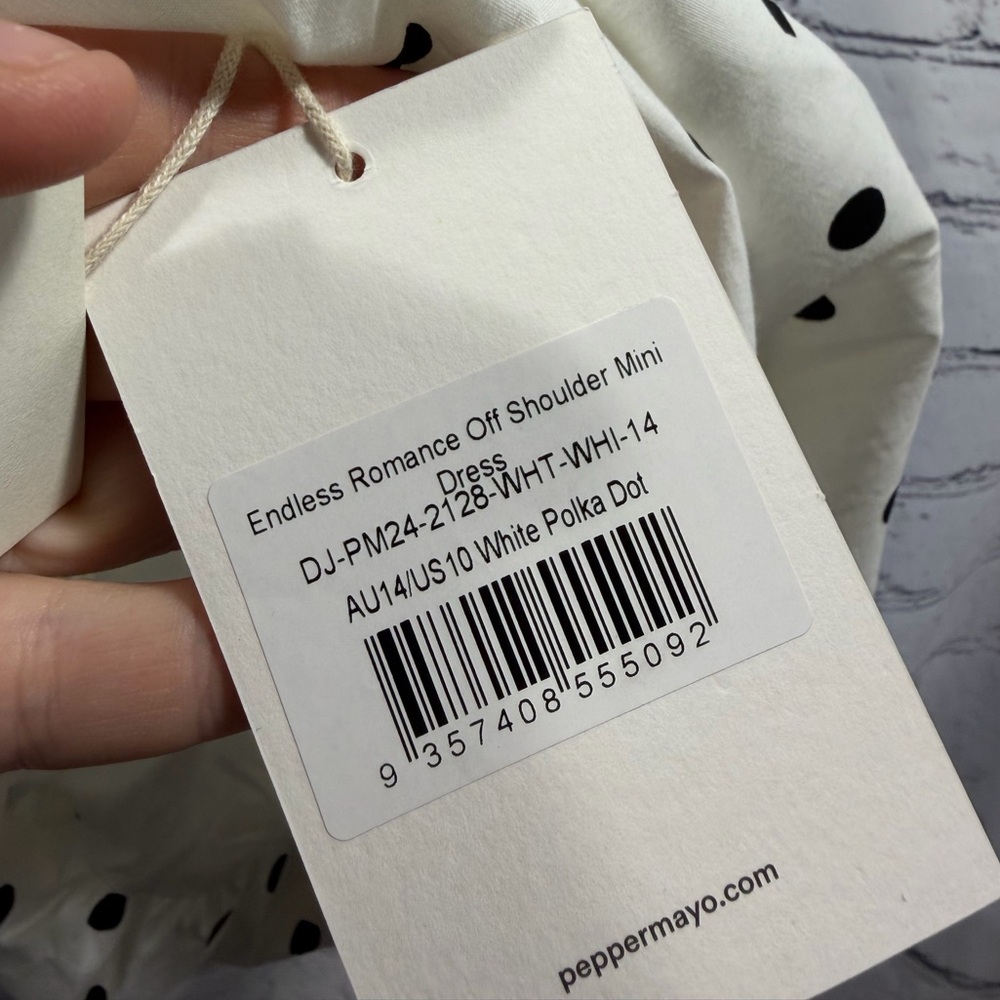 Peppermayo Elegant Off-Shoulder Polka Dot Dress - Picture 8 of 15